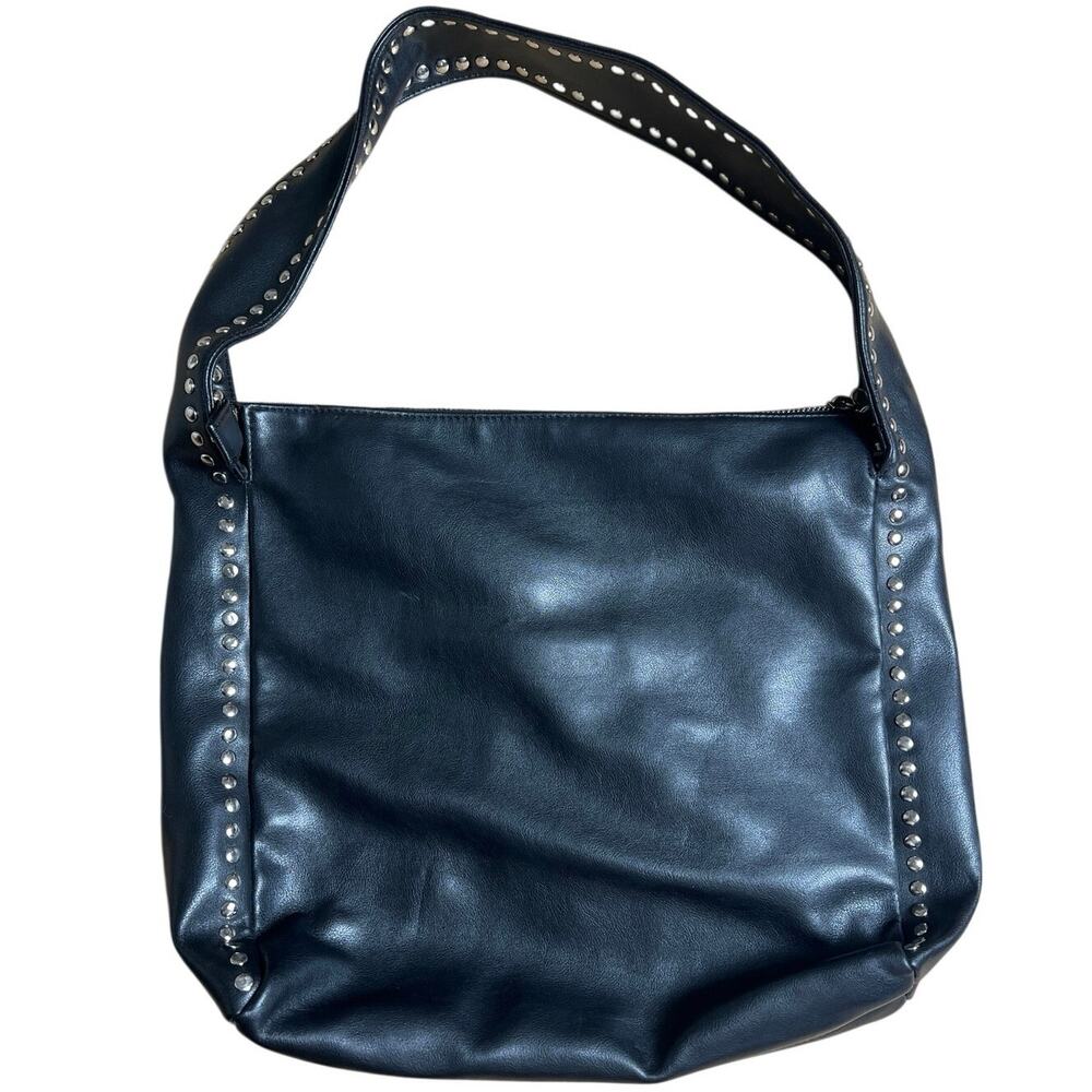 Vintage Nine West Black Studded Purse-Shoulder Black Faux Leather Handbag